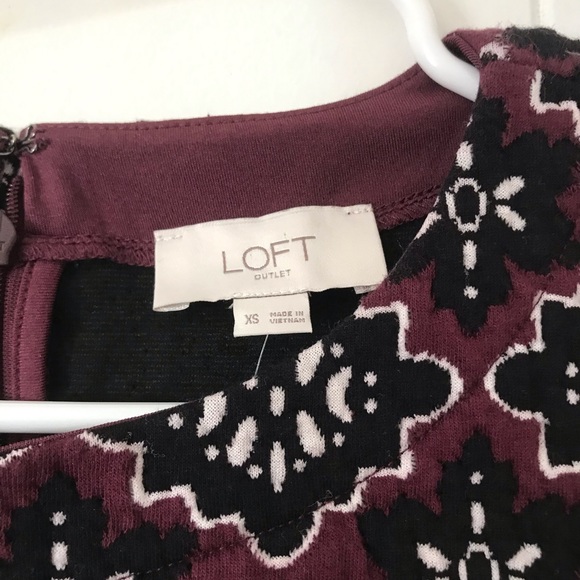 Loft shift Dress size XS purple, black, cream - Picture 3 of 8